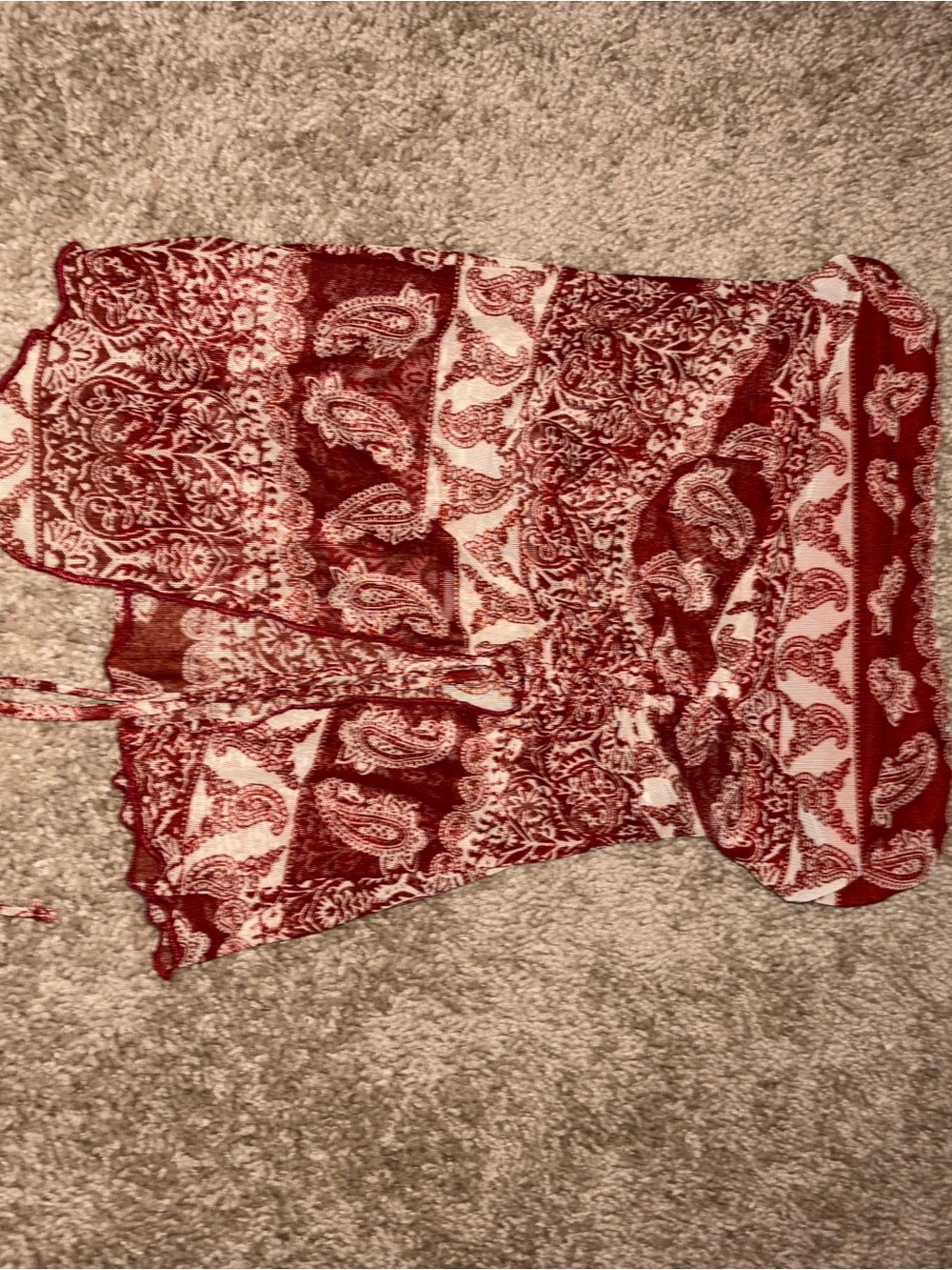 Urban Outfitters Red Paisley Tie-Front Crop Top